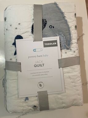 Pottery Barn Kids Jack Quilt in White and Blue
